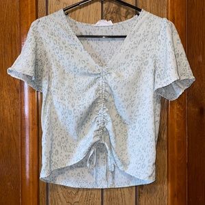 Green Leopard Print crop top